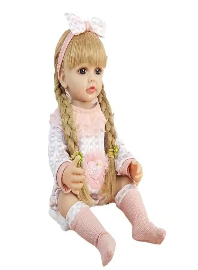 VIKINGS Reborn Baby Doll Girl 22 Inch Soft Lifelike Girl Doll, Silicone Realistic Baby Doll Newborn Toddler Doll with Brown Hair Anatomically Correct Washable Toy Gifts for Age3+ - Image 3